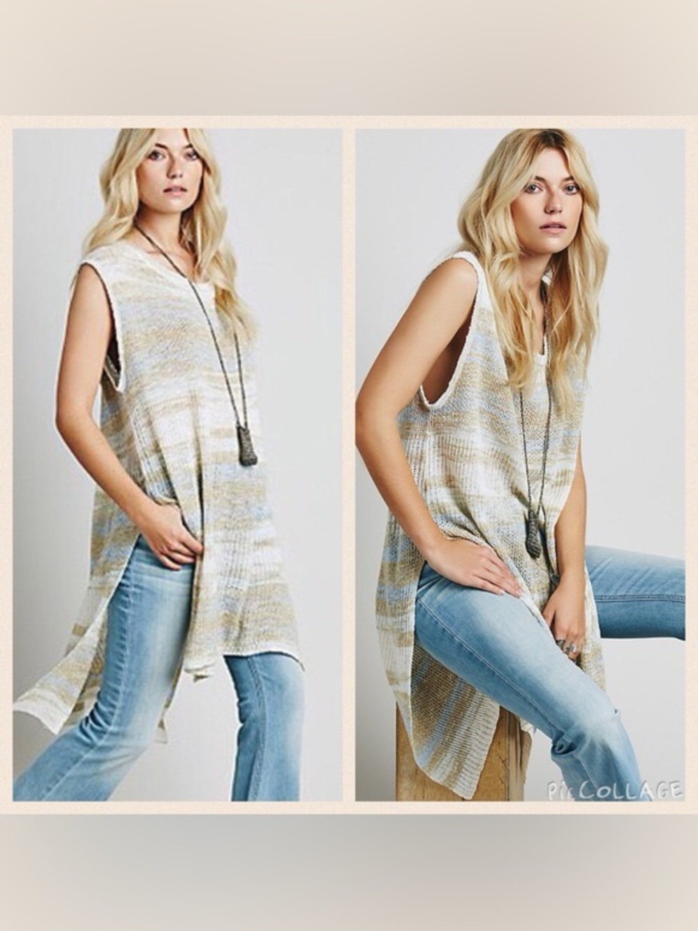 Free People "Always Sunny" Oversized Knit Tunic Top - Small